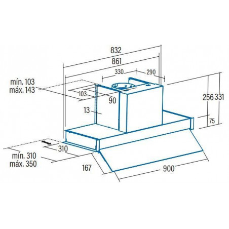 Campana conv. Grupo filtrante Cata TENTA90GWH - 3 Campana conv. Grupo filtrante Cata TENTA90GWH - 3