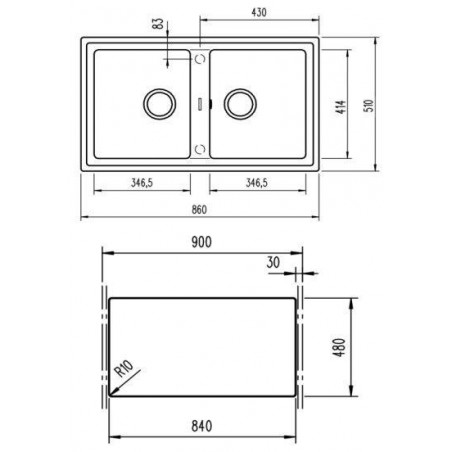 Fregadero sintetico Teka STONE90B-TG2CV.AUTOBLANCO - 2 Fregadero sintetico Teka STONE90B-TG2CV.AUTOBLANCO - 2