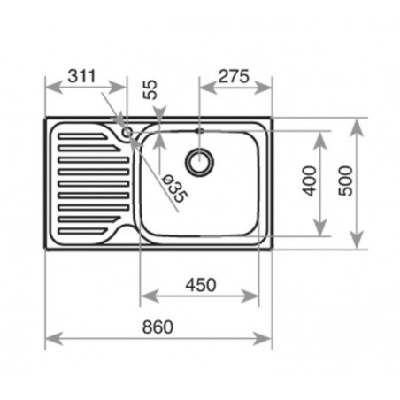 Fregadero inox Teka CLASSICMAX1C1ED, 1 seno, escua - 2 Fregadero inox Teka CLASSICMAX1C1ED, 1 seno, escua - 2