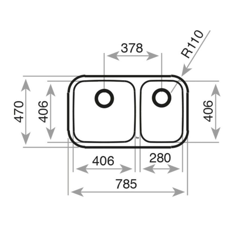 Fregadero inox Teka BE2C785, 2 senos, bajo encimer - 2