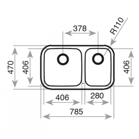 Fregadero inox Teka BE2C785, 2 senos, bajo encimer - 2