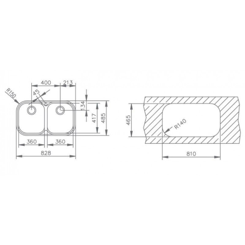 Fregadero inox Teka STYLO2C, 2 senos, mueble 80cm - 2