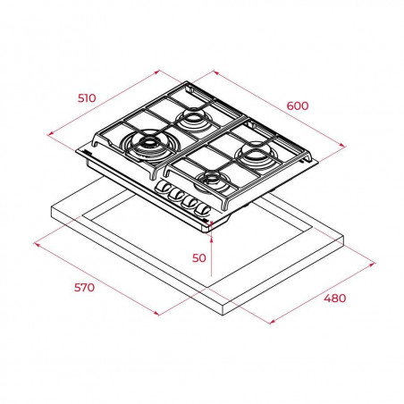 Encimera Cristalgas indep. Teka EXACTFLAMEGZC64320 - 2