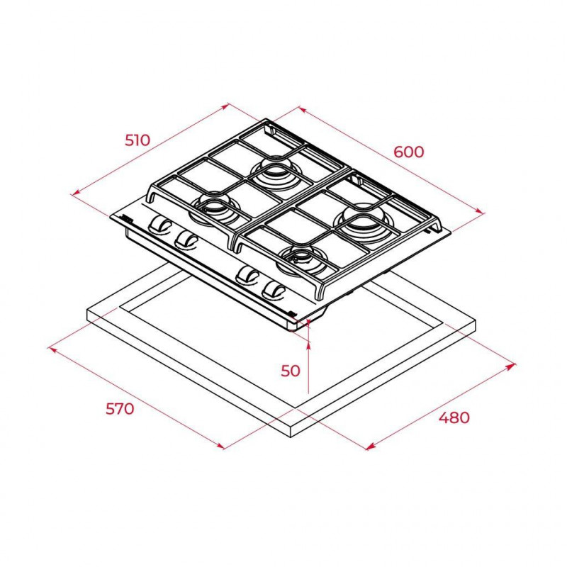 Encimera Cristalgas indep. Teka EXACTFLAMEGZC64300 - 2 Encimera Cristalgas indep. Teka EXACTFLAMEGZC64300 - 2