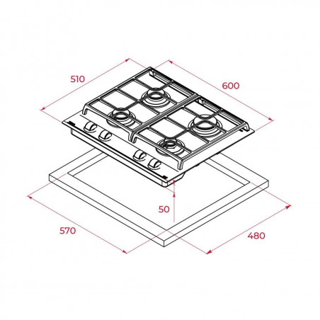 Encimera Cristalgas indep. Teka EXACTFLAMEGZC64300 - 2 Encimera Cristalgas indep. Teka EXACTFLAMEGZC64300 - 2