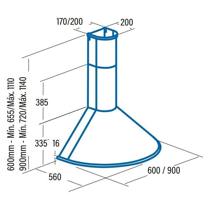 Campana decorativa piramidal Cata Q600BK (0214802 - 3 Campana decorativa piramidal Cata Q600BK (0214802 - 3
