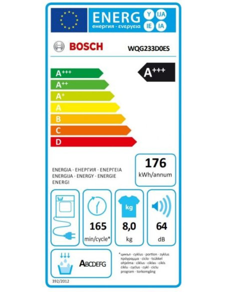 Secadora frontal Bosch WQG233D0ES, Infinity - 5 Secadora frontal Bosch WQG233D0ES, Infinity - 5