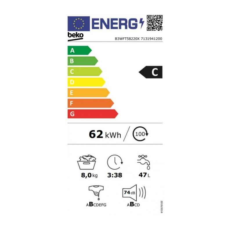 Lavadora frontal Beko B3WFT58220X - 7 Lavadora frontal Beko B3WFT58220X - 7