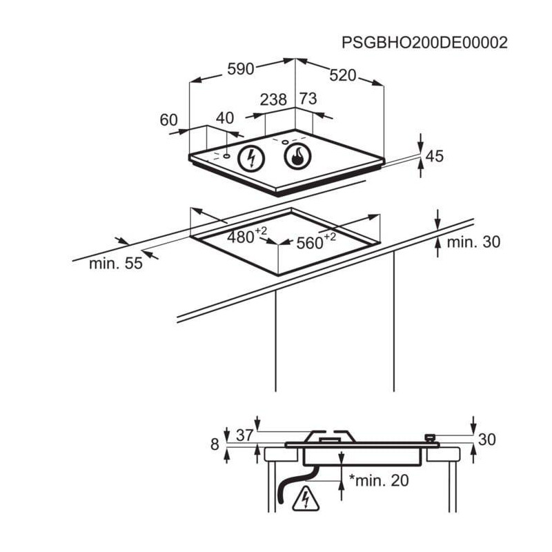 Encimera Cristalgas indep. Electrolux EGG64272K - 10 Encimera Cristalgas indep. Electrolux EGG64272K - 10