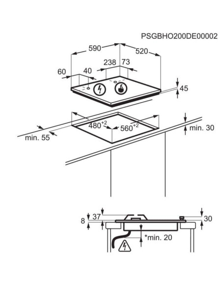 Encimera Cristalgas indep. Electrolux EGG64272K - 10 Encimera Cristalgas indep. Electrolux EGG64272K - 10