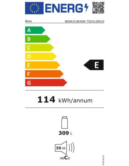 Frigorifico 1puerta INT Beko BSSA315K4SN - 4 Frigorifico 1puerta INT Beko BSSA315K4SN - 4