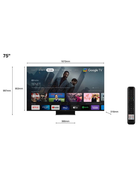 TV Mini-LED QLED TCL 75C845, 75" - 1