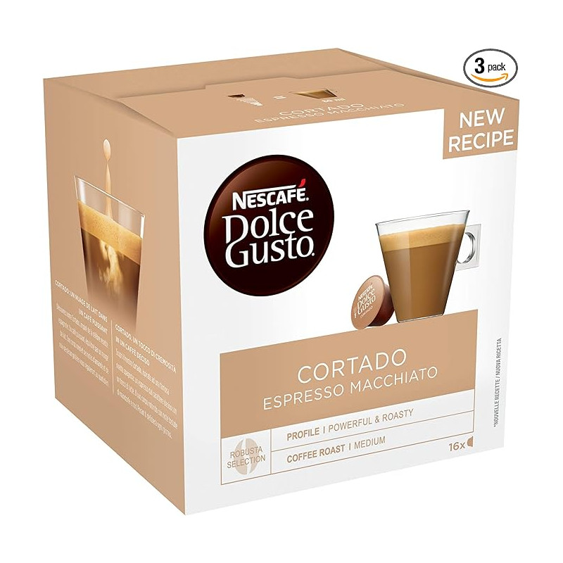 Capsulas cafe Dolce Gusto Nestle CORTADO (3 estuc - 1