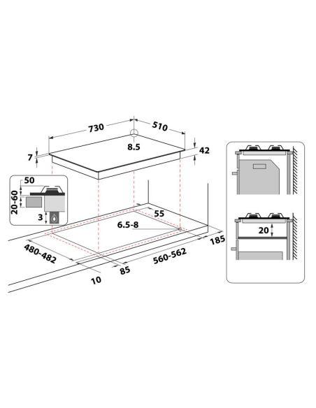 Encimera Cristalgas Whirlpool GMAL7522IXL