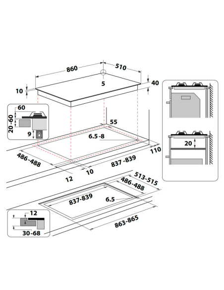 Encimera Cristalgas Whirlpool GOWL928NB