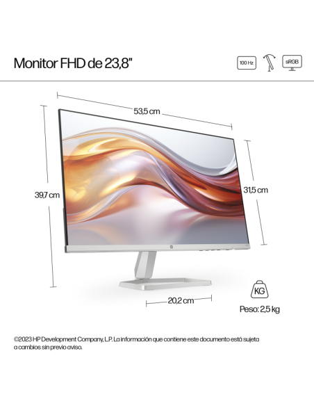 HP Series 5 23.8 inch FHD Monitor - 524sf pantalla para PC 60,5 cm (23.8) 1920 x 1080 Pixeles Full HD LCD Plat