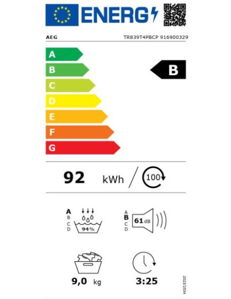 Secadora frontal Aeg TR839T4PBCP