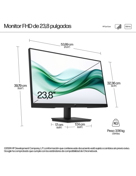HP Series 3 Pro 23.8 inch FHD Monitor - 324pv pantalla para PC 60,5 cm (23.8) 1920 x 1080 Pixeles Full HD LCD Negr