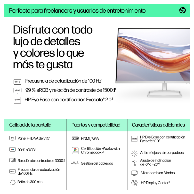 HP Series 5 31.5 inch FHD Monitor -...