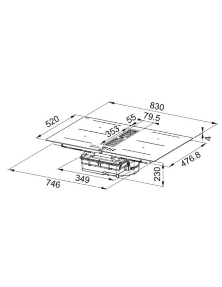 Vitroceramica inducion+extractor indep Mepamsa INDUMAX83, recirculacion