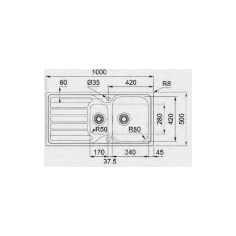 Fregadero inox Mepamsa FLASH10050 INOX Fregadero inox Mepamsa FLASH10050 INOX