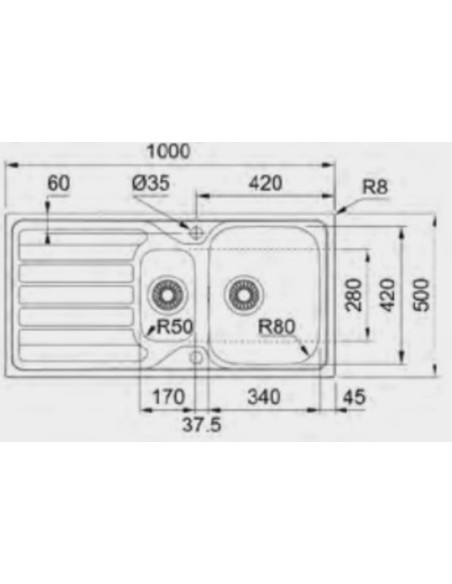 Fregadero inox Mepamsa FLASH10050 INOX