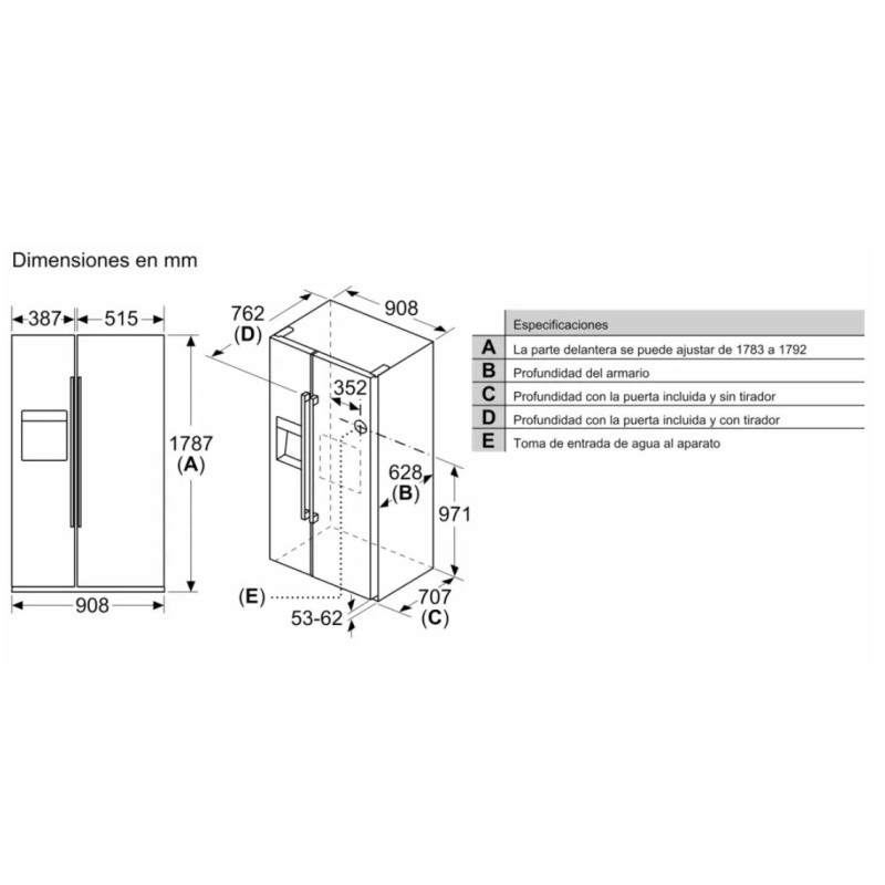 Frigorifico side by side Bosch KAD93AIDP