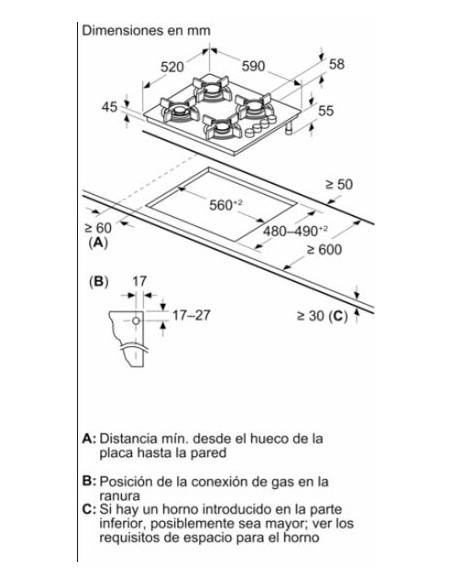 Encimera gas Balay 3ETG464SB