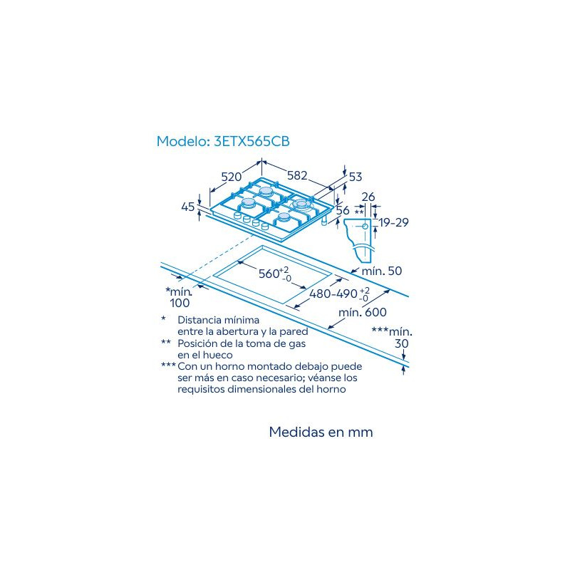 Encimera gas indep. Balay 3ETX565CB Encimera gas indep. Balay 3ETX565CB