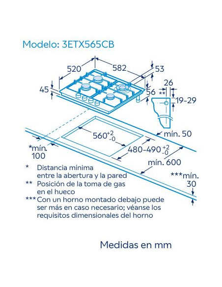 Encimera gas indep. Balay 3ETX565CB