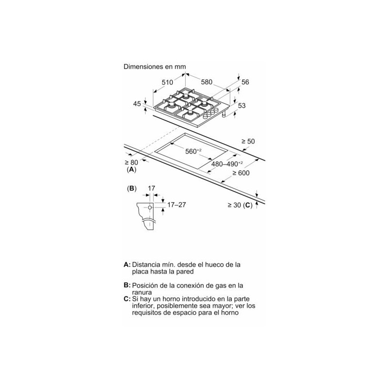 Encimera gas Balay 3ETX464BB Encimera gas Balay 3ETX464BB