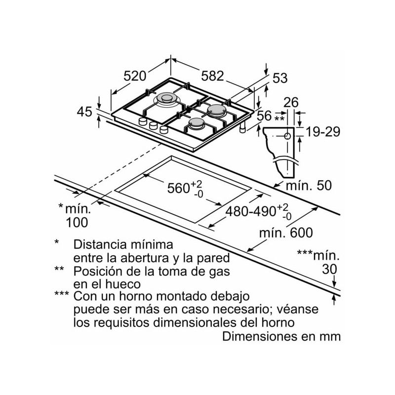 Encimera gas indep. Bosch PCC6A5I90 Encimera gas indep. Bosch PCC6A5I90