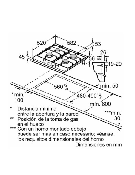 Encimera gas indep. Bosch PCP6A5I90
