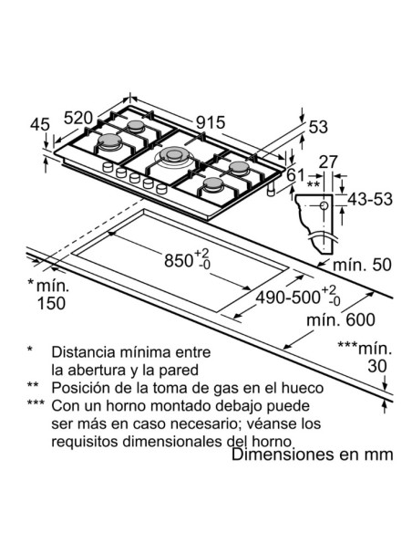 Encimera gas indep. Bosch PCR9A5I90