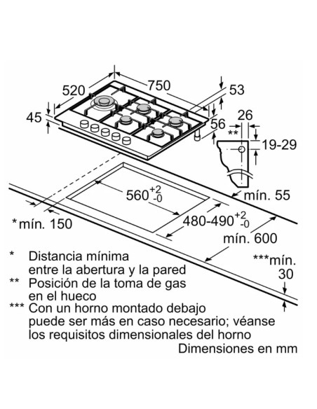 Encimera gas indep. Bosch PCS7A5I90