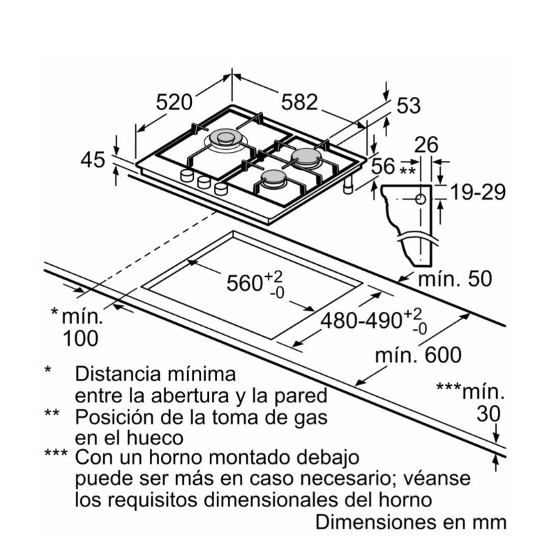 Encimera gas indep. Bosch PGC6B5K90