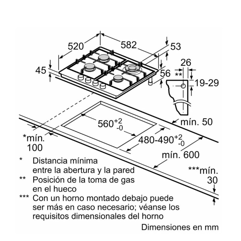 Encimera gas indep. Bosch PGH6B5K90