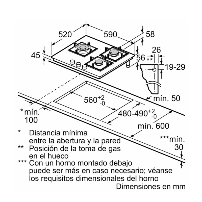 Encimera gas indep. Bosch PNC6B6K40