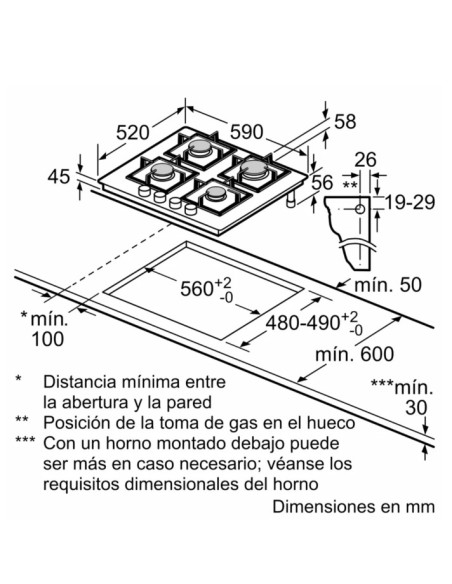 Encimera gas indep. Bosch PNP6B6K40