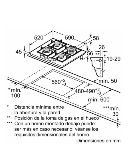 Encimera gas indep. Bosch PPH6A6I10