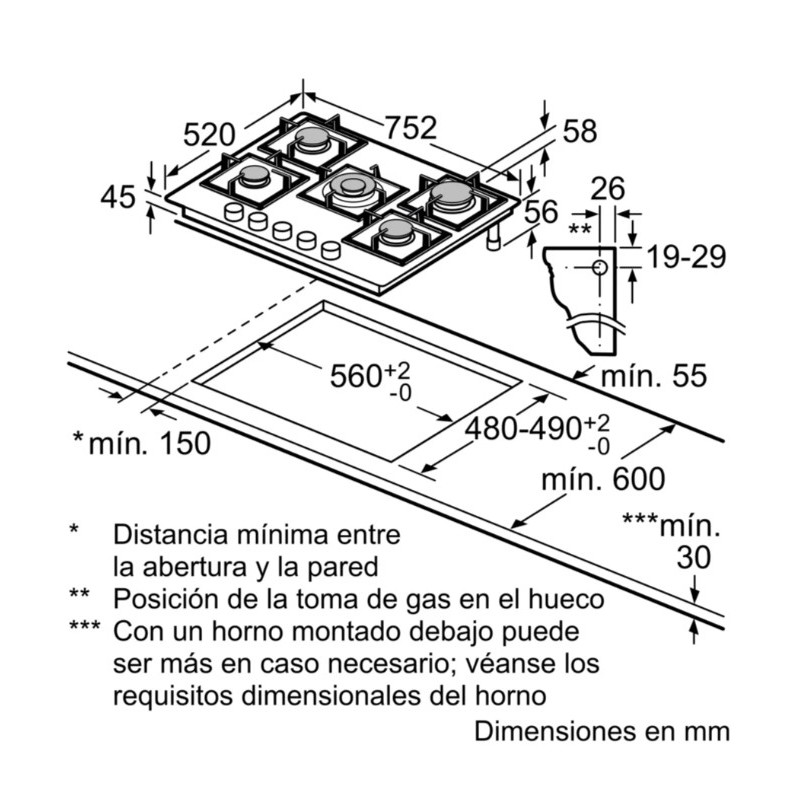 Encimera gas indep. Siemens EP7A6QI40