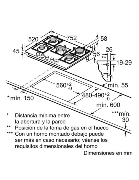 Encimera gas indep. Siemens EP7A6QI40