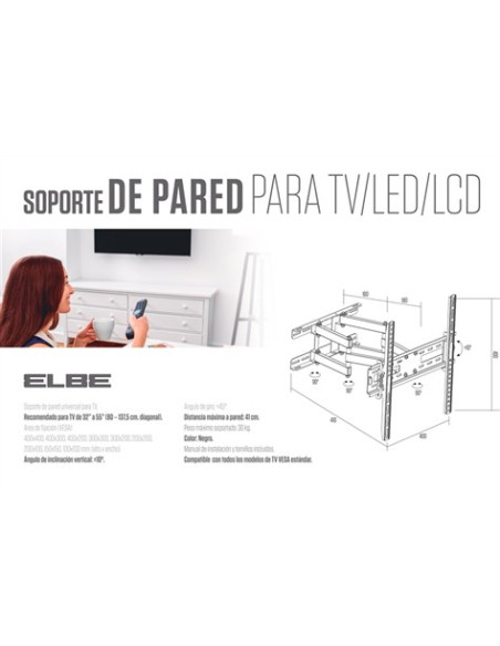 Soporte TV pared ELBE SP3255A