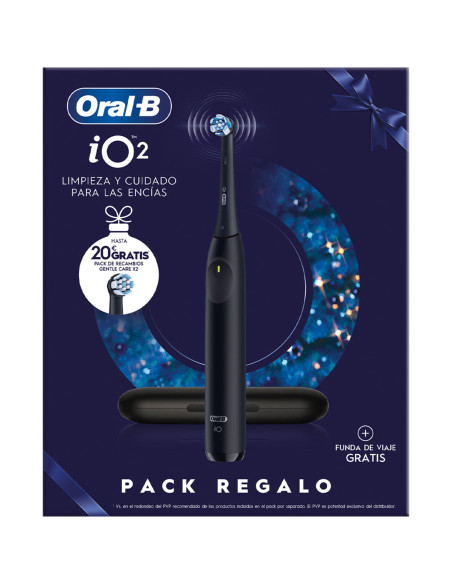 Cepillo dental Braun Oral-B Cepillo Eléctrico iO2 Negro con funda de viaje + 2 recambios (203852)