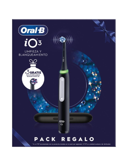 Depillo dental Braun Oral-B Cepillo Eléctrico iO3 Negro con funda de viaje + 3 recambios (203814)
