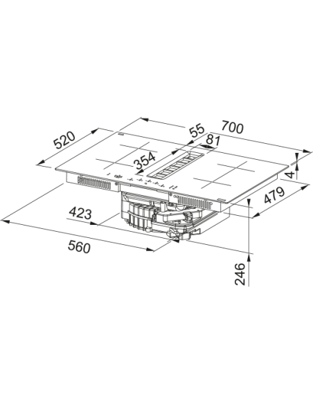 Vitroceramica inducion+extractor indep Mepamsa INDUVALUE700A, aspirante