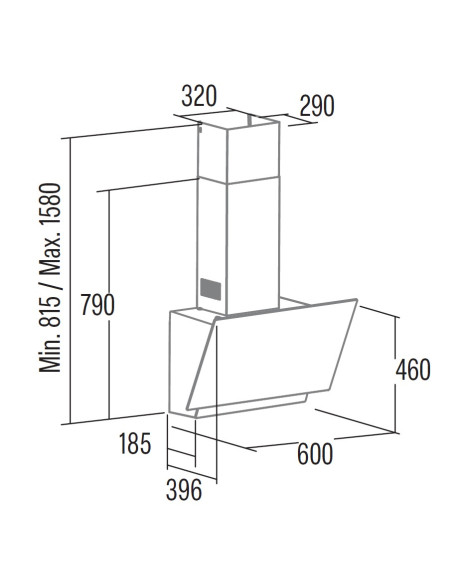 Campana decorativa vertical Cata THALASSA600GBK