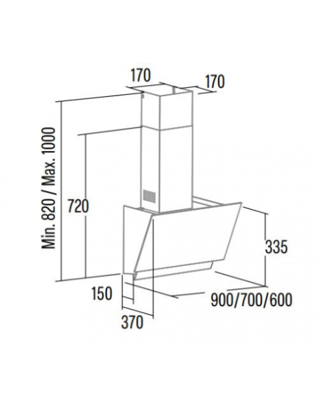 Campana decorativa vertical Cata JUNO7000GBK