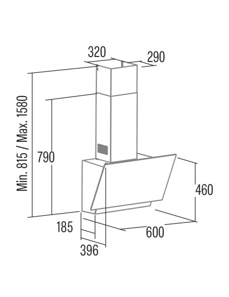 Campana decorativa vertical Cata THALASSA600GWH