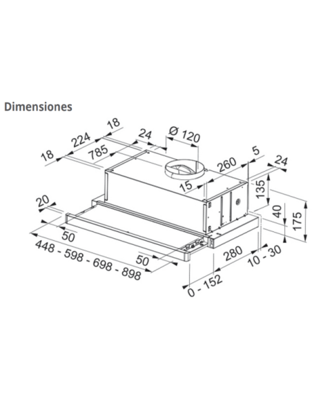 Campana conv. Extraplana Mepamsa SUPERLINEGLASS60N